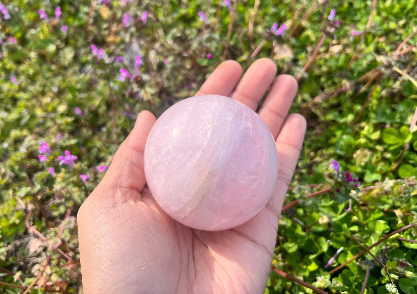 large rose quartz sphere